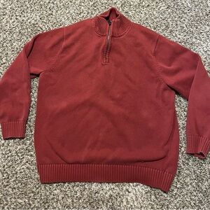 LL Bean Vintage Sweater Quarter Zip Heavy Knit Thick Rugged Sweater Size XL Reg